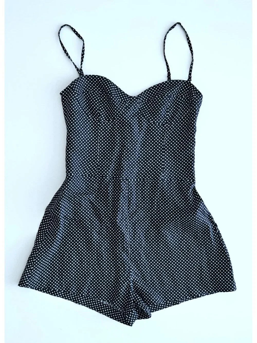 Reformation 6 Navy Pindot Kylie Linen Romper Jumpsuit